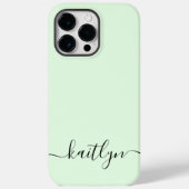 女の子らしいグリーン モノグラム 現代的なスクリプト 個人名入れ Case-Mate iPhoneケース (裏面)