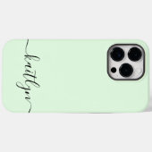 女の子らしいグリーン モノグラム 現代的なスクリプト 個人名入れ Case-Mate iPhoneケース (裏面 (横))