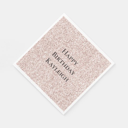 女の子らしいゴージャスなピンクのラメ 誕生日 スタンダードランチョンナプキン (角)
