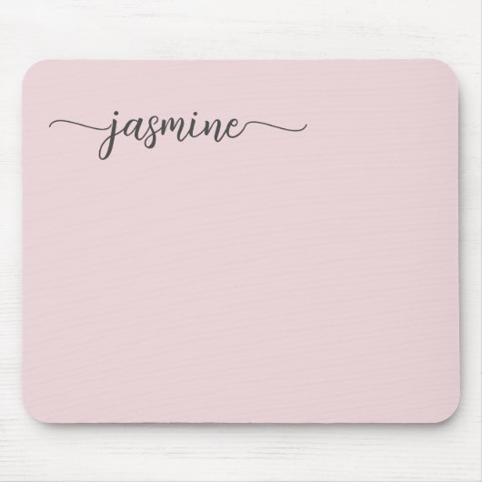 女の子らしいシンプルなバラ色の名前モノグラム マウスパッド (正面)