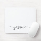 女の子らしいシンプルな白の名前モノグラム マウスパッド (マウス)