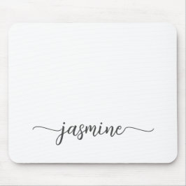 女の子らしいシンプルな白の名前モノグラム マウスパッド