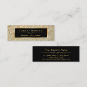 女の子らしいスタイリッシュでおしゃれなビューティー ゴールドグリッター スキニー名刺 (正面/裏面)