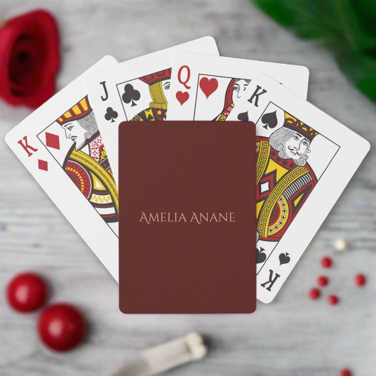 女の子らしいダークレッド&ブラッシュピンクのスクリプトネーム誕生日 トランプ