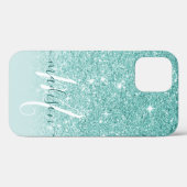 女の子らしいテアルグリッターステッチモノグラムネーム Case-Mate iPhoneケース (裏面 (横))