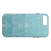女の子らしいティールダマスク柄のアクアブルーiPhone 7ケース Case-Mate iPhoneケース (裏面(横))