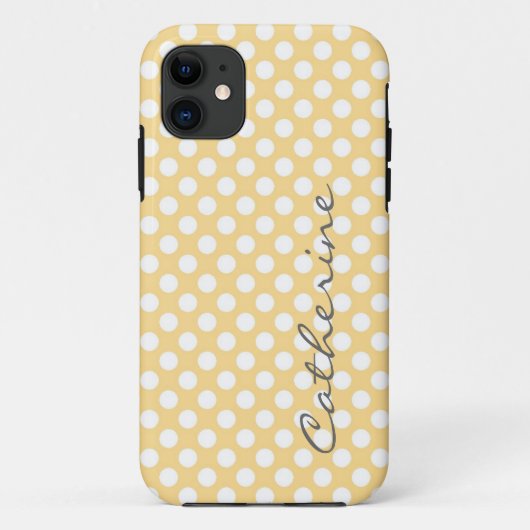 女の子らしいトレンディな淡い黄色の水玉カスタムデザイン Case-Mate iPhoneケース (裏面)