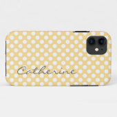 女の子らしいトレンディな淡い黄色の水玉カスタムデザイン Case-Mate iPhoneケース (裏面(横))