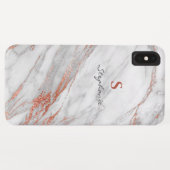 女の子らしいバラ金ラメと白のモノグラム Case-Mate iPhoneケース (裏面(横))