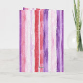女の子らしいパープル ブラッシュ ピンク レッド ストライプ 誕生日 カード (裏面)