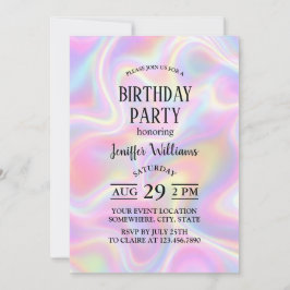 女の子らしいビブラントパステルホログラフィックスワールデザイン 招待状