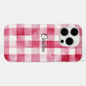 女の子らしいピンクと白のチェックストライプ Case-Mate iPhoneケース (裏面 (横))