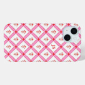 女の子らしいピンクと赤のイニシャル入りパターン Case-Mate iPhoneケース (裏面 (横))