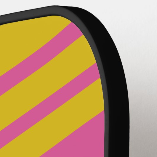 女の子らしいピンクと黄色のストライプの小児科看護師のパドル ピックルボールラケット (左詳細)