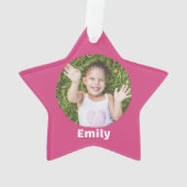 女の子らしいピンクのクリスマスツリーのデイト入り写真 スター オーナメント (裏面)
