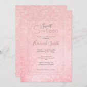 女の子らしいピンクのグリッター ラグジュアリー デザイン 招待状 (正面/裏面)