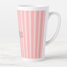 女の子らしいピンクのストライプの誕生日 カフェラテマグ