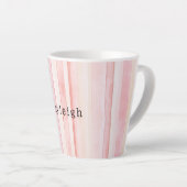 女の子らしいピンクのストライプ カフェラテマグ (右アングル)