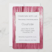 女の子らしいピンクのティンセルストライプ 21歳の誕生日 招待状 (正面)