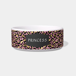 女の子らしいピンクのヒョウ柄ペットボウル ボウル