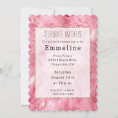女の子らしいピンクのフェイクファー 招待状 (正面)