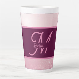 女の子らしいピンクのフェミニンなソフトスパークルオンブレモノグラム カフェラテマグ