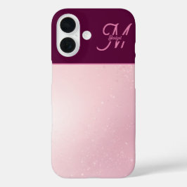 女の子らしいピンクのフェミニンなソフトスパークルオンブレモノグラム iPhone 16ケース