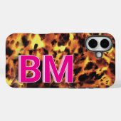 女の子らしいピンクのモノグラム入りべっ甲柄 Case-Mate iPhoneケース (裏面 (横))