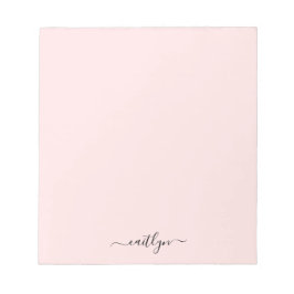 女の子らしいピンクのモノグラム 現代的なスクリプト 個人名入り ノートパッド