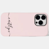 女の子らしいピンクのモノグラム 現代的なスクリプト 個人名入り Case-Mate iPhoneケース (裏面 (横))