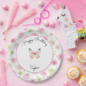 女の子らしいピンクのラナンキュラス 花 誕生日 ペーパープレート (パーティー)