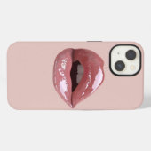 女の子らしいピンクのラメ口元 iPhoneケース (裏面横)
