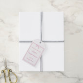 女の子らしいピンクの弓の境界 手描き ウェディングシャワー ギフトタグ (より糸付き)