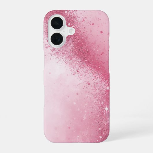 女の子らしいピンクの抽象的なスパークルダスト iPhone 16ケース (裏面)