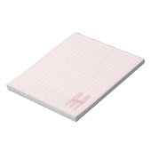 女の子らしいピンクの格子柄モノグラム 名前 ノートパッド (回転)