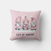女の子らしいピンクの水彩画スカンジナビアンクリスマスノーム クッション (正面)