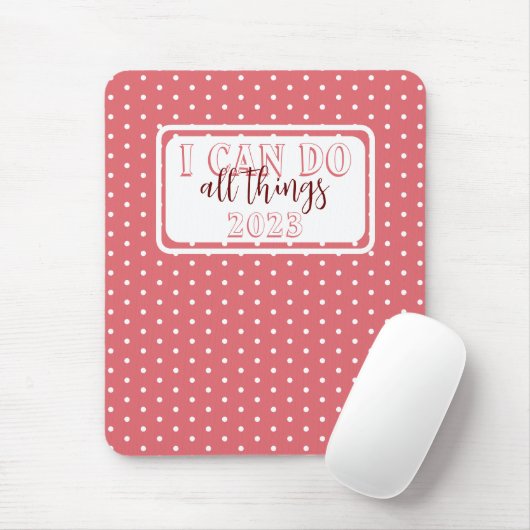 女の子らしいピンクの白い水玉模様で何でもできる2023 マウスパッド (マウス)