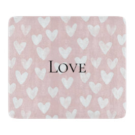 女の子らしいピンクの白ハート カッティングボード