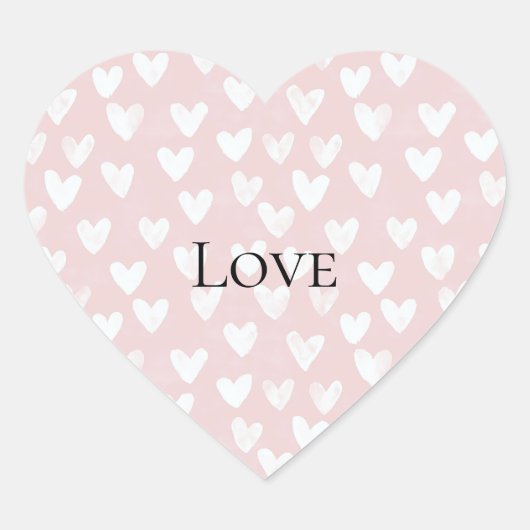 女の子らしいピンクの白ハート ハートシール (正面)