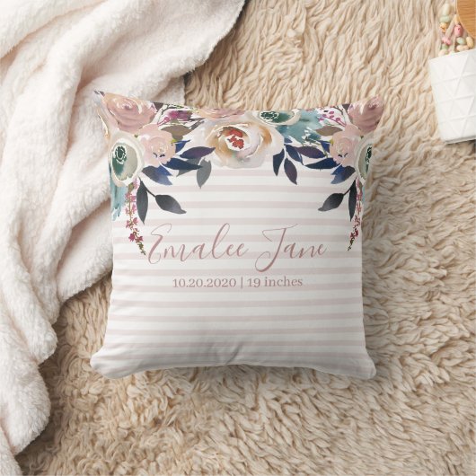 女の子らしいピンクの花の新生児ベビー オーダーメイド クッション (ブランケット)