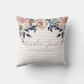 女の子らしいピンクの花の新生児ベビー オーダーメイド クッション (裏面)