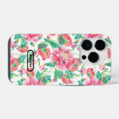 女の子らしいピンクの花の柄モノグラム  iPhoneケース (裏面横)