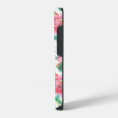 女の子らしいピンクの花の柄モノグラム  iPhoneケース (左側面)