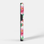 女の子らしいピンクの花の柄モノグラム  iPhoneケース (右側面)