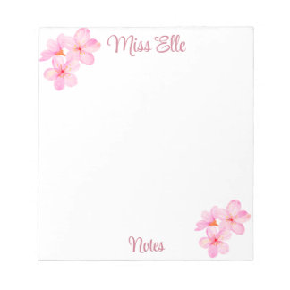女の子らしいピンクの花柄オーダーメイド ノートパッド