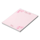 女の子らしいピンクの花柄オーダーメイド ノートパッド (回転)