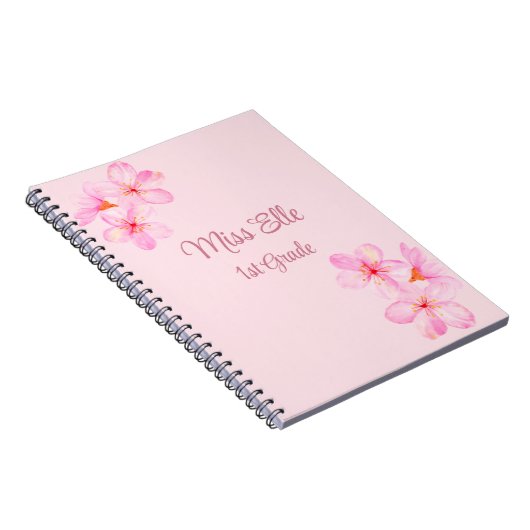女の子らしいピンクの花柄カスタム ノートブック (右側)