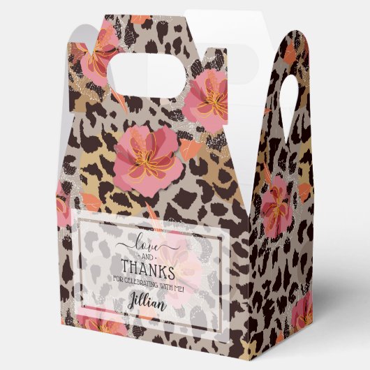 女の子らしいピンクの花柄ヒョウプリント フェイバーボックス (オープン)