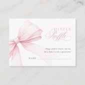 女の子らしいピンクの蝶リボン ベビーシャワー おむつくじ エンクロージャーカード (正面)
