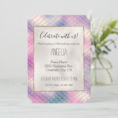 女の子らしいピンクアクアゴールドマーメイド 招待状 (スタンド正面)